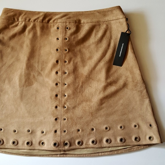 Express Dresses & Skirts - Express NWT Faux Suede sz 4 Skirt Studded Boho
